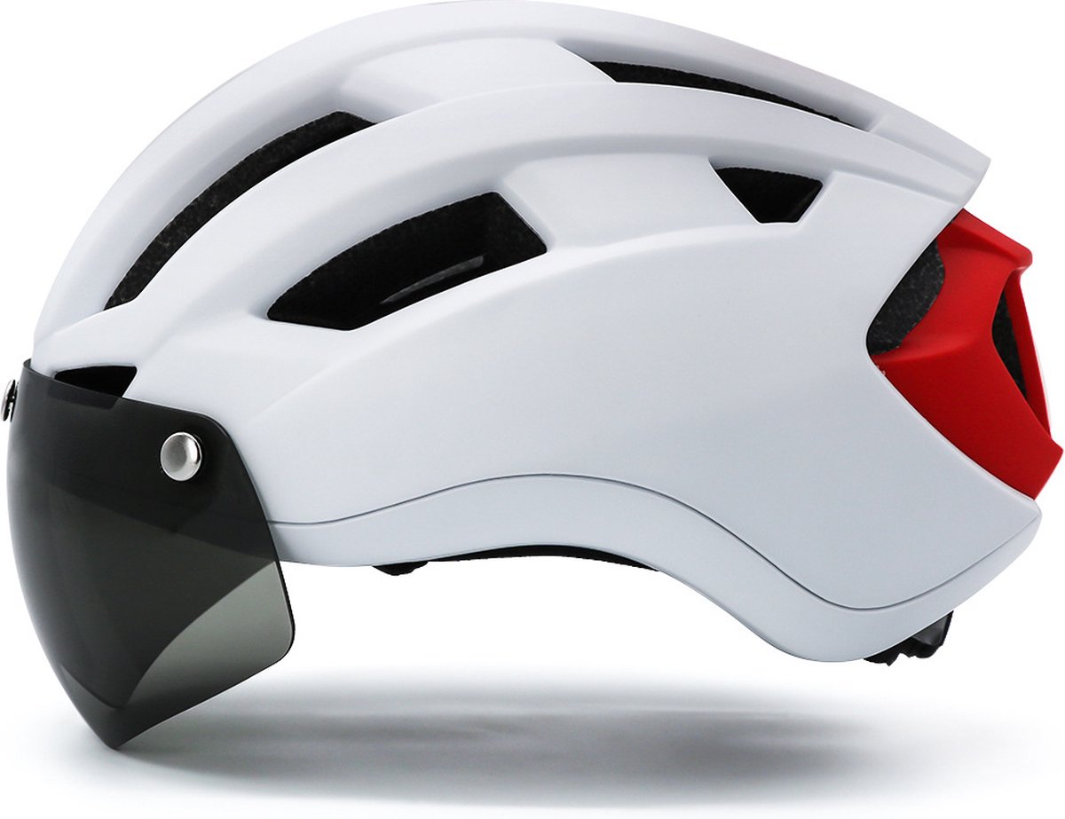 Lightyourbike ® VISION 1 - Fietshelm met Vizier & Verlichting - Elektrische fiets, Racefiets & MTB - Wit (6090946187167)