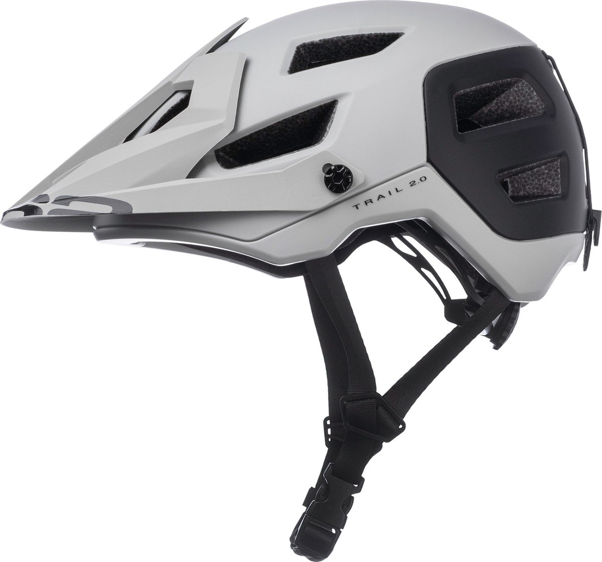 Mountainbike fietshelm - Met verstelbaar zonnevizier - Extra bescherming op achterhoofd - verstelbaar maat systeem - Voor Dames en Heren - R2 - Trail Fietshelm - Beige - Maat L (8595627141622)