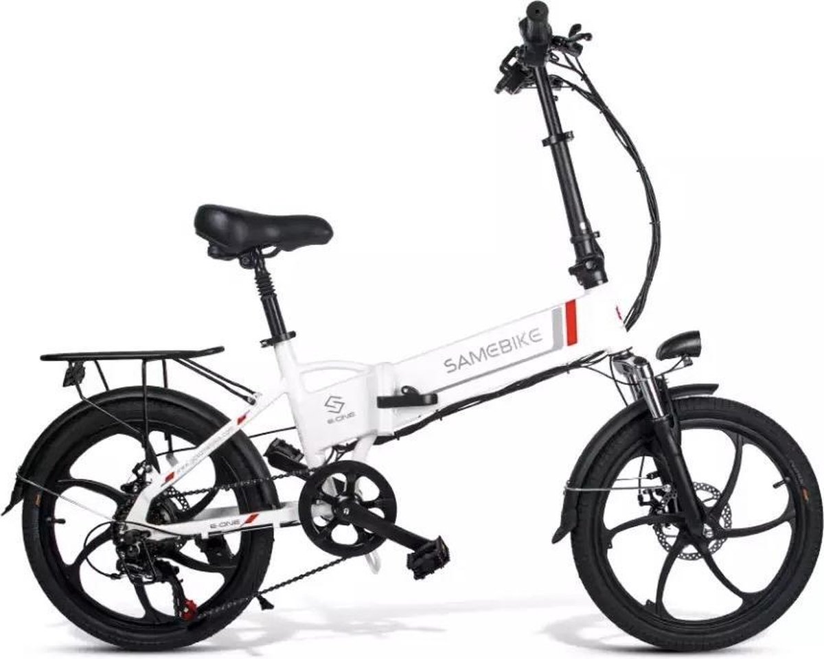Samebike Elektrische vouwfiet - Shimano 7 speed derailleur - 48V/ 10Ah lithium batterij - aluminium -sportief/modern - 35km/u - Wit (8720648190018)