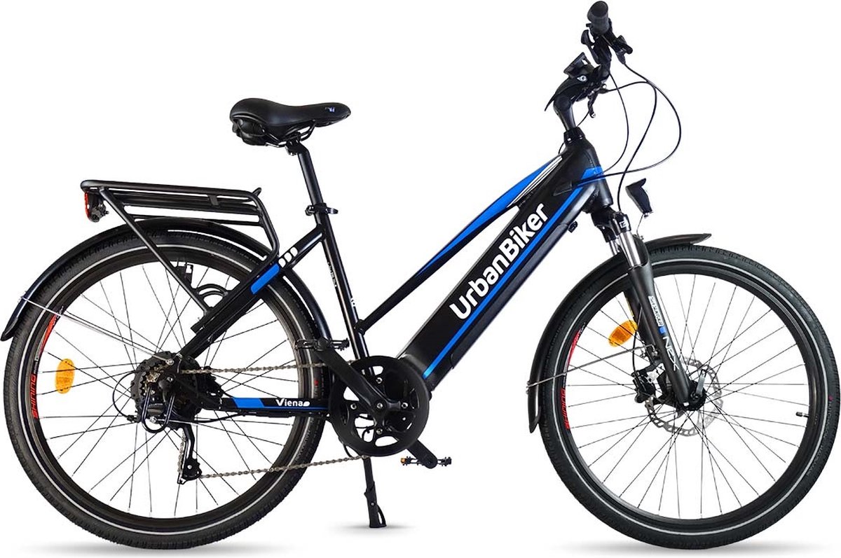 Urbanbiker Viena - Elektrische Trekking Fiets - Afneembare Lithium Accu 720Wh (48V en 15 Ah) Samsung Cellen - 250W Motor - Blauw - 27'5 inch - 7 Versnellingen - Hydraulische Remmen - Unisex (8414606895571)
