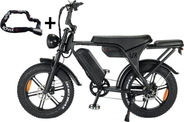 NinRyde V8 Pro Max - Fatbike - E Bike - 250W - 30Ah - Met Achterzitje - Voetsteuntjes - Incl. Alarmslot (8720648190810)