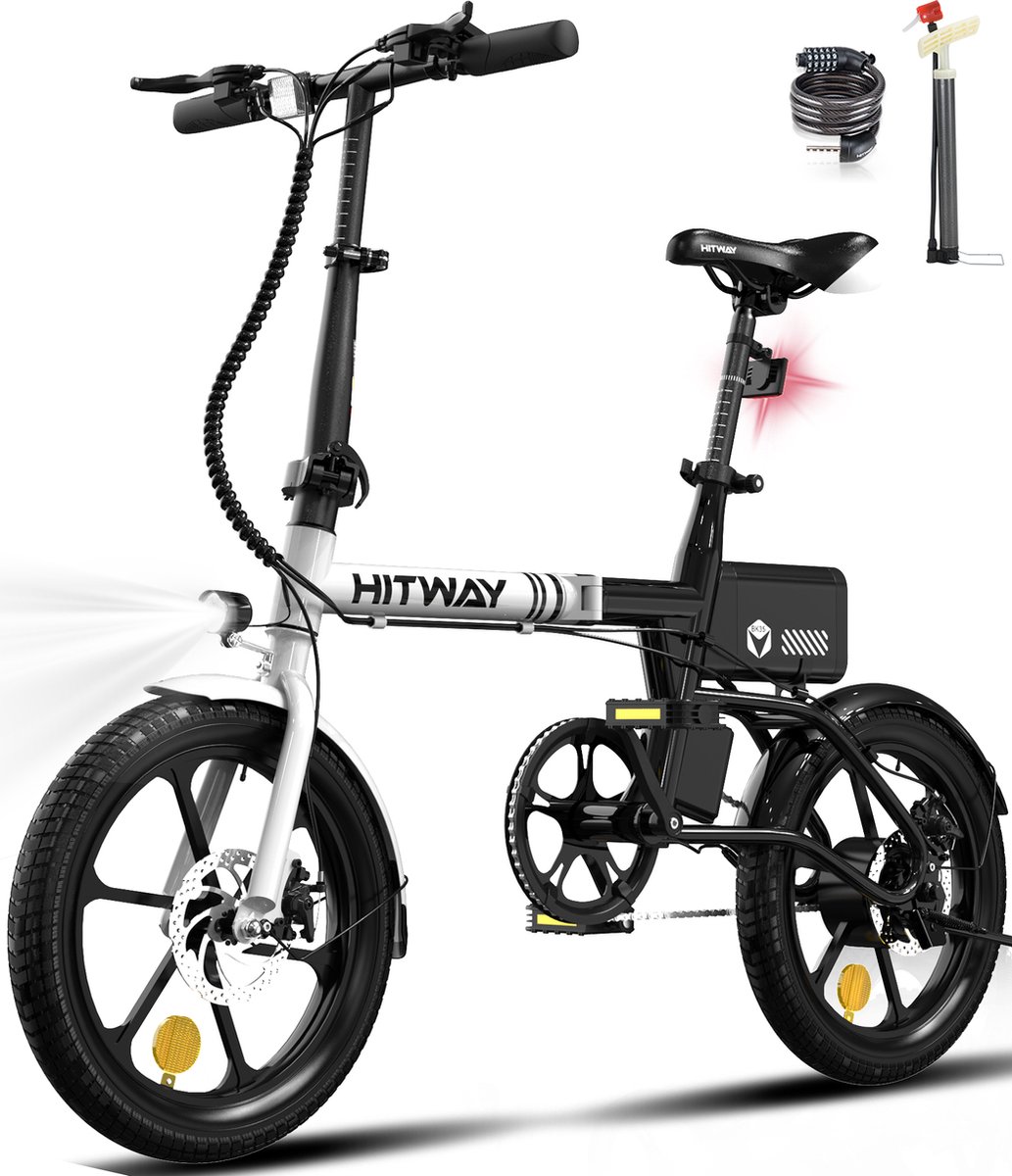 Hitway Elektrische Fiets BK35 - 16 Inch City Commuter EBike met Afneembare 36V 6Ah Lithium Batterij - Opvouwbaar E-Bike met 250W Motor (8721082807302)