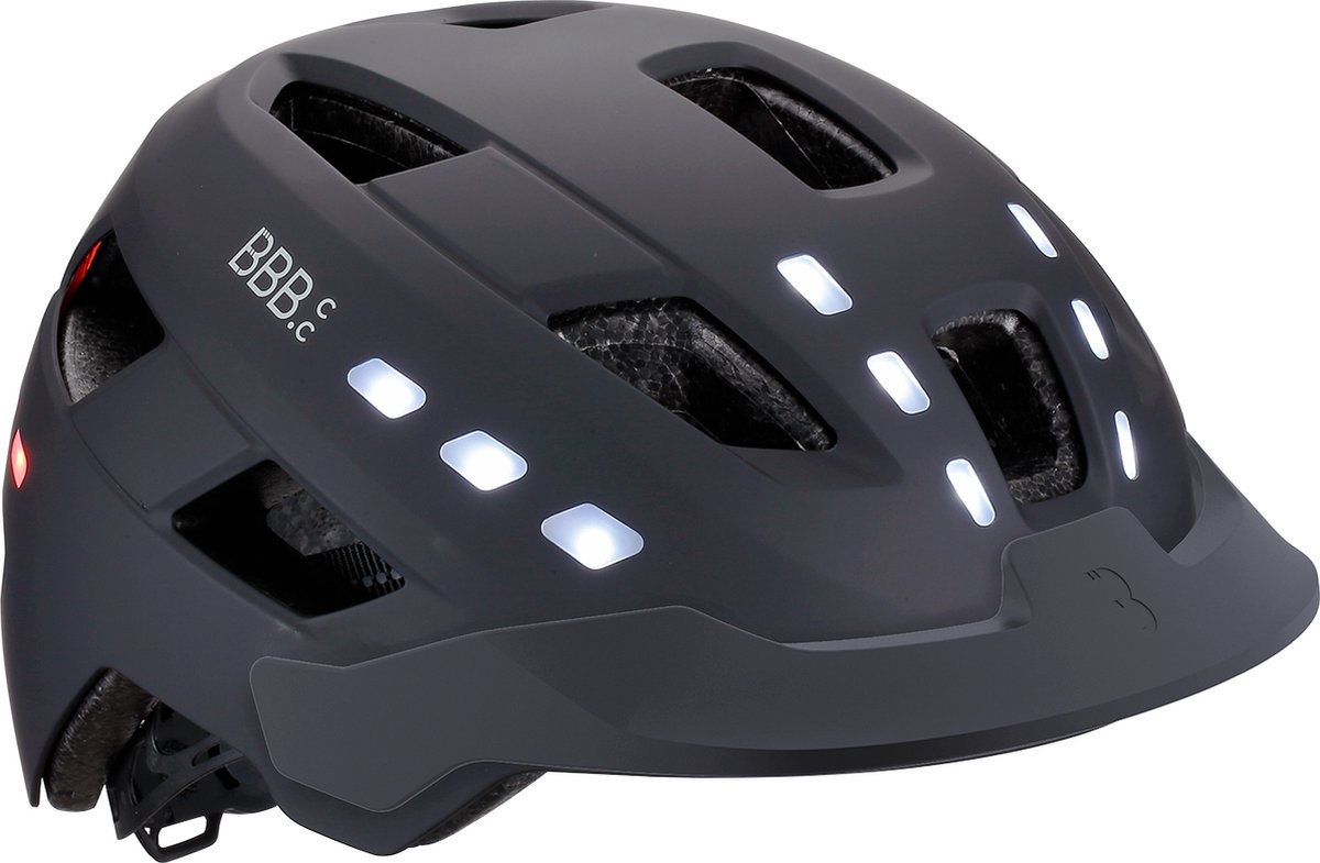 BBB Cycling District Led - E Bike Fietshelm Met LED Verlichting - Fietshelm Dames & Heren - Mat Zwart - Maat ML - BHE-162 (8716683139792)
