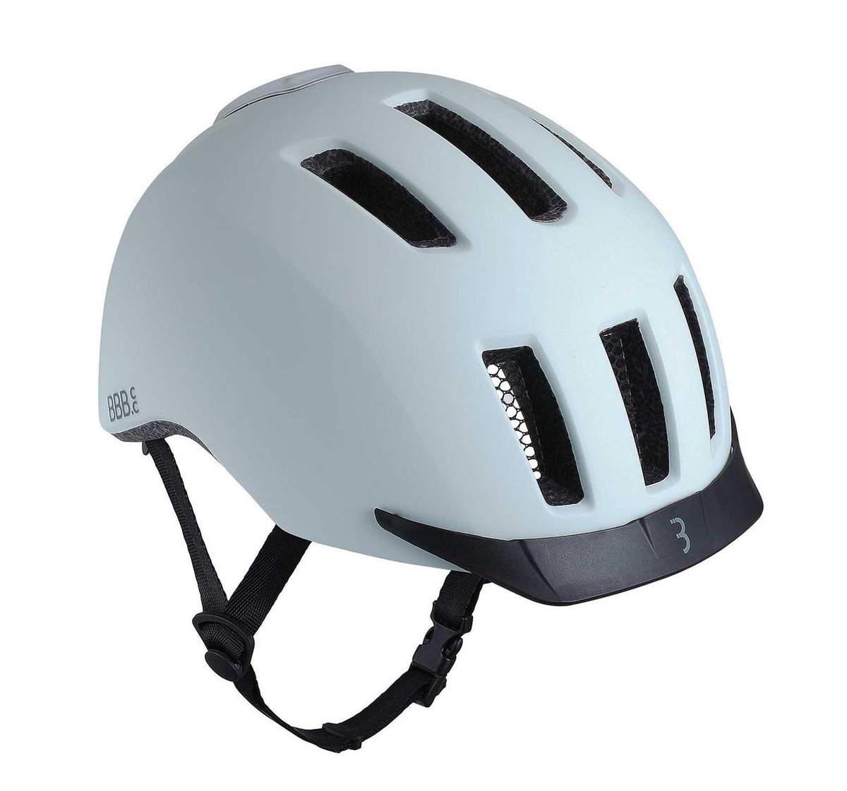 BBB Cycling Grid Fietshelm - LED Lampje - Volwassenen - E-bike en Stadsfiets - Mat Grijs/Wit - Maat M - BHE-161 (8716683122824)