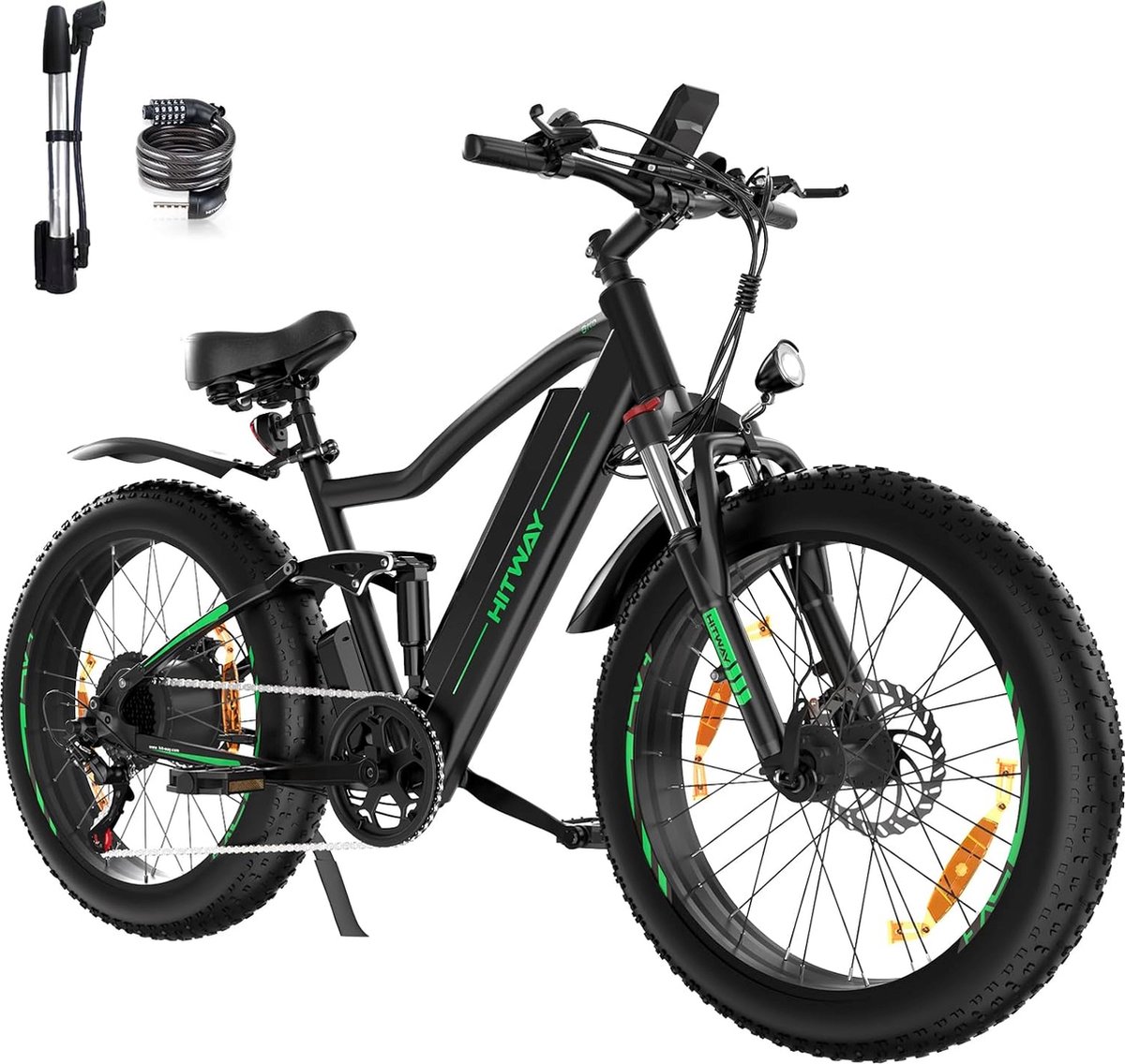Hitway Elektrische Fiets BK9 - 26*4.0 Inch Fatbike - Mountain Snow EBike met Afneembare 48V 15Ah Lithium Batterij - City Commuter E-Bike met 250W Motor - 7 Versnellingen - IP54 Waterdicht (8721161749240)