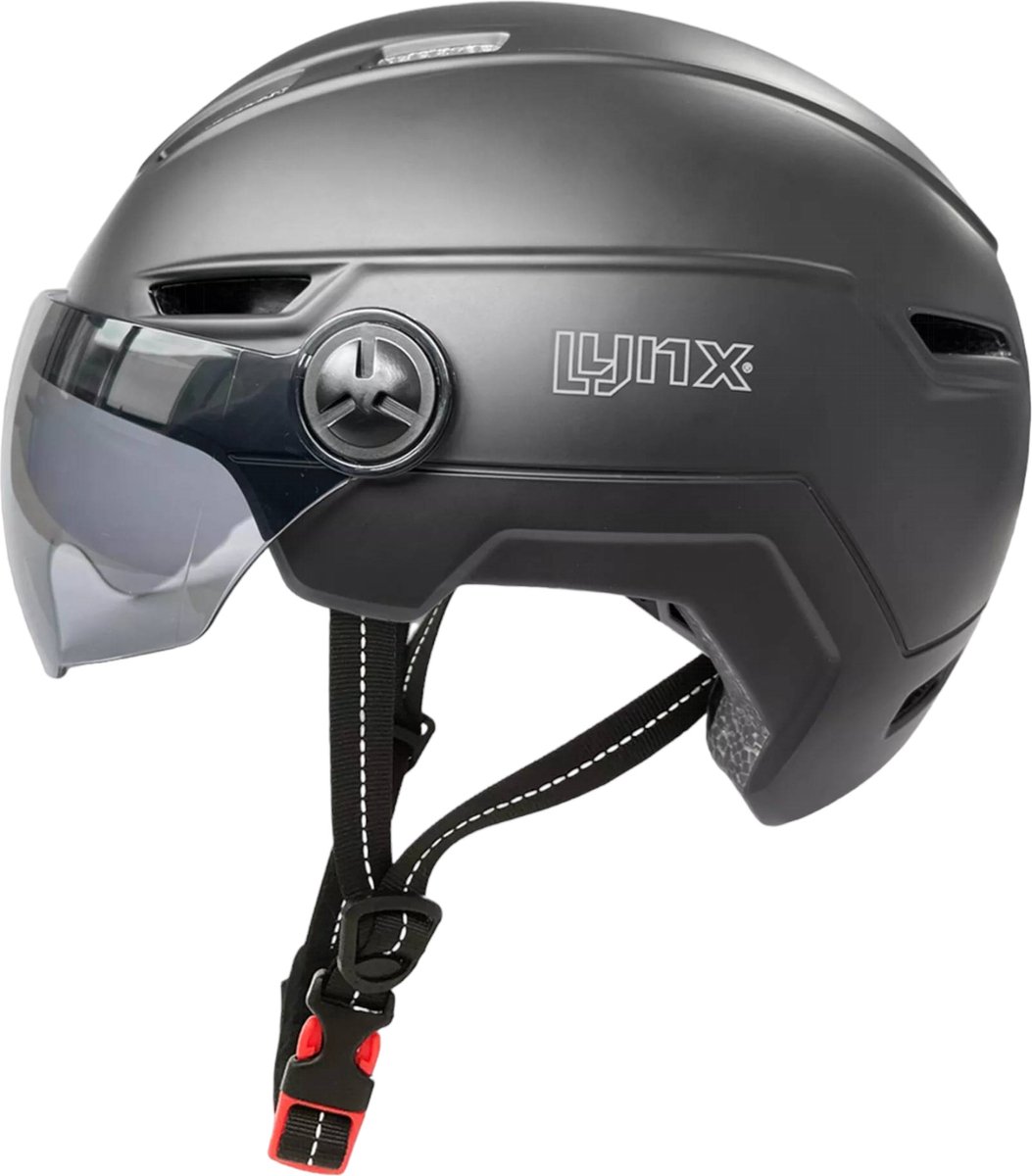Lynx Speed Pedelec Helm met Visier - Zwart - Visor Pro Fietshelm Medium (8714868041144)
