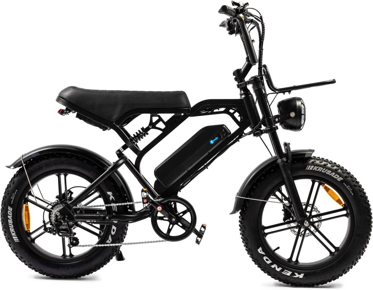 V20 Pro 2024 | Elektrische Fatbike | 250W | Zwart | E-Bike | met voorrek | Hydraulische remmen | met achterzitje | (6150934173111)