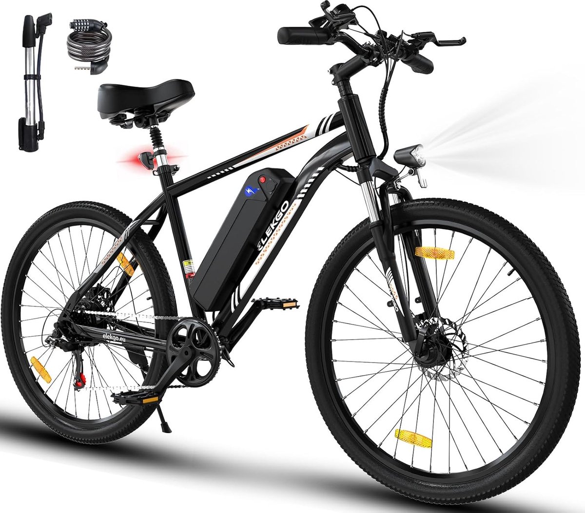 ELEKGO Elektrische Fiets EG15 - 26 Inch City Commuter EBike met Afneembare 36V 12Ah Lithium Batterij - Mountain E-Bike met 250W Motor - 7 Versnellingen - IP54 Waterdicht (8721082807883)