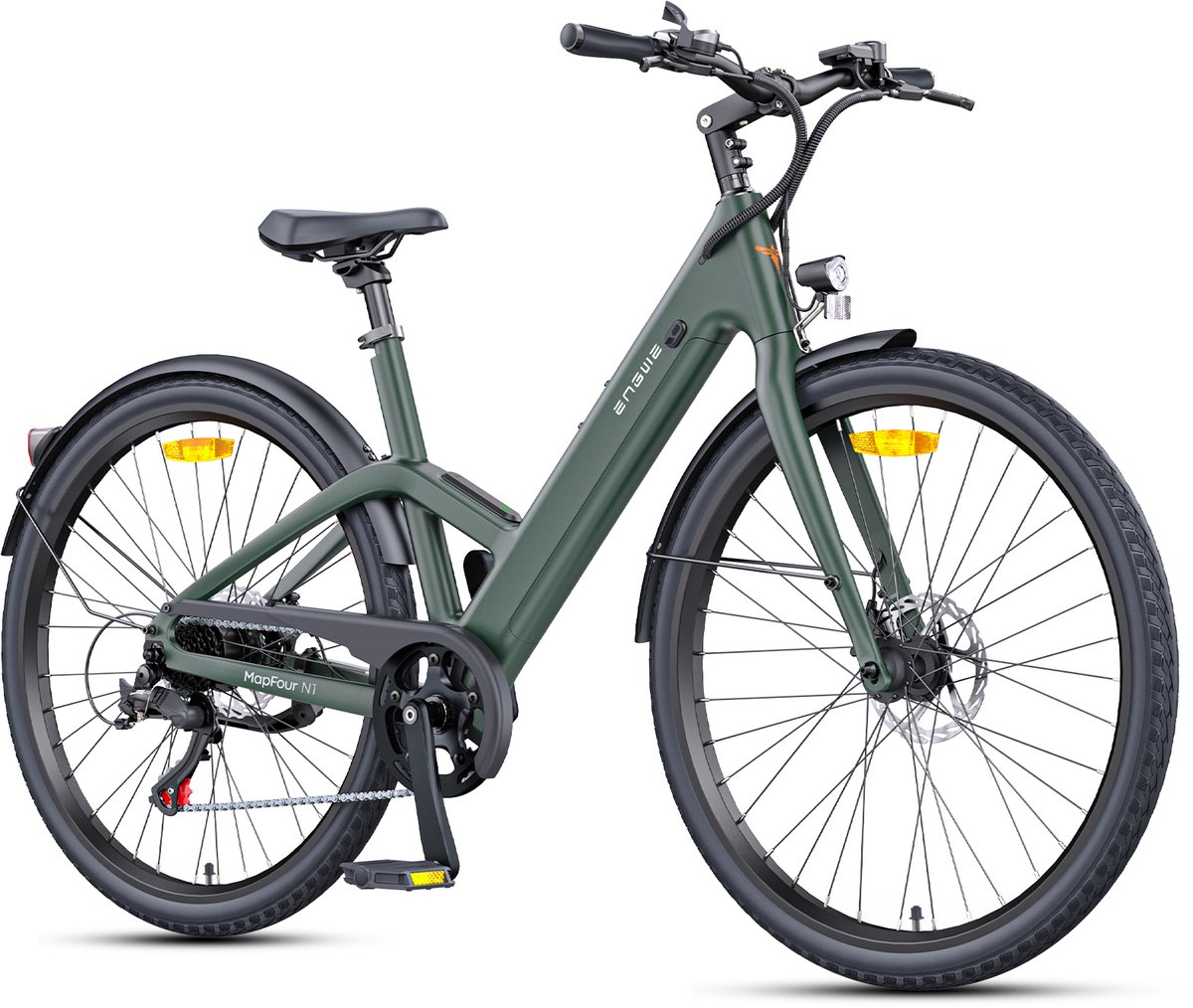 ENGWE N1 Air ST Elektrische fiets - Actieradius 100km - Verwijderbare batterij 36V10Ah - Motor 250W - Frame van koolstofvezel - Shimano 7-versnellingen - Wieldiameter 700C*38C - Groen (0765026515654)