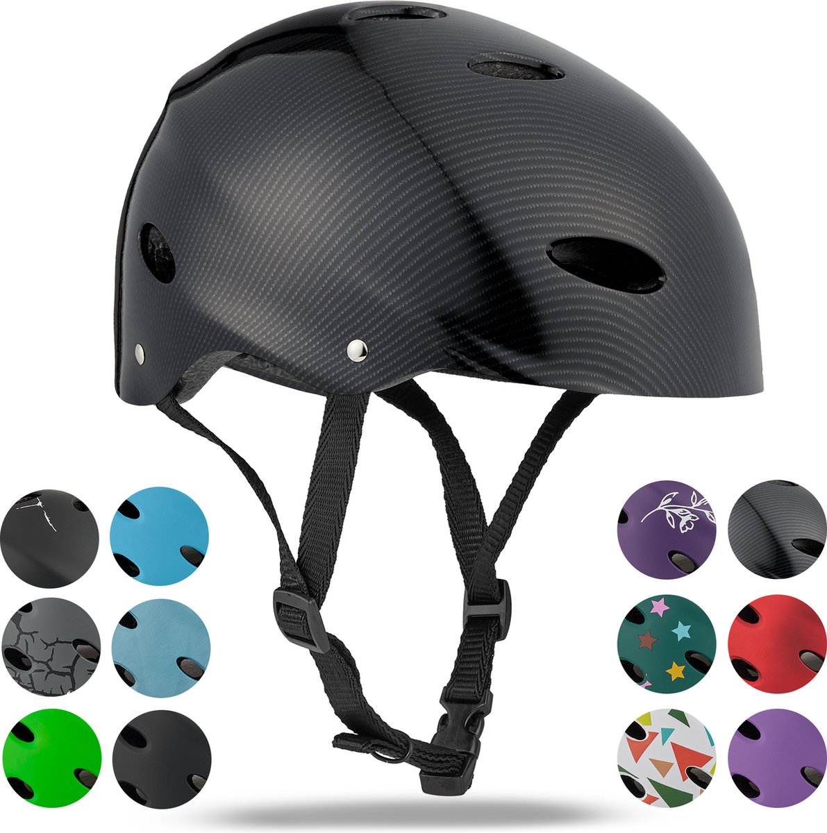 Apollo Skate Helm - Fietshelm - Verstelbare Skateboard, Scooter, BMX Helm, met Verstelwiel Geschikt voor Kinderen, Volwassenen, in Verschillende Maten en Kleuren (4250518567397)