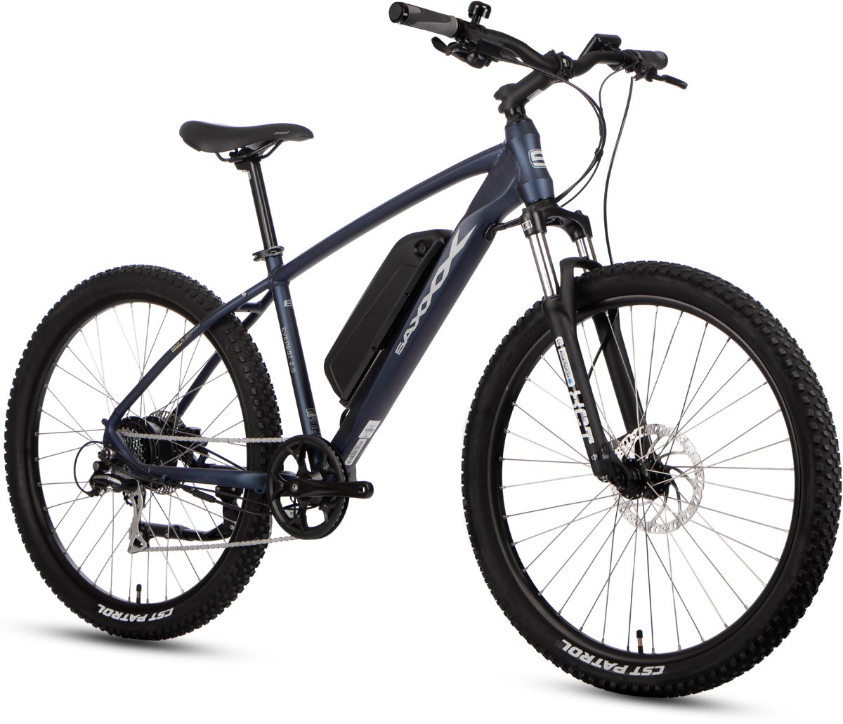 SAXXX Elektrische Fiets Everest- 374Wh Verwijderbare Accu - 90 km Actieradius - 27.5 Inch Wielen - Shimano 7 Versnellingen - Hydraulische Schijfremmen - Achterwielmotor 250W - Aluminium Frame - Elektrische Mountainbike (4255698801903)