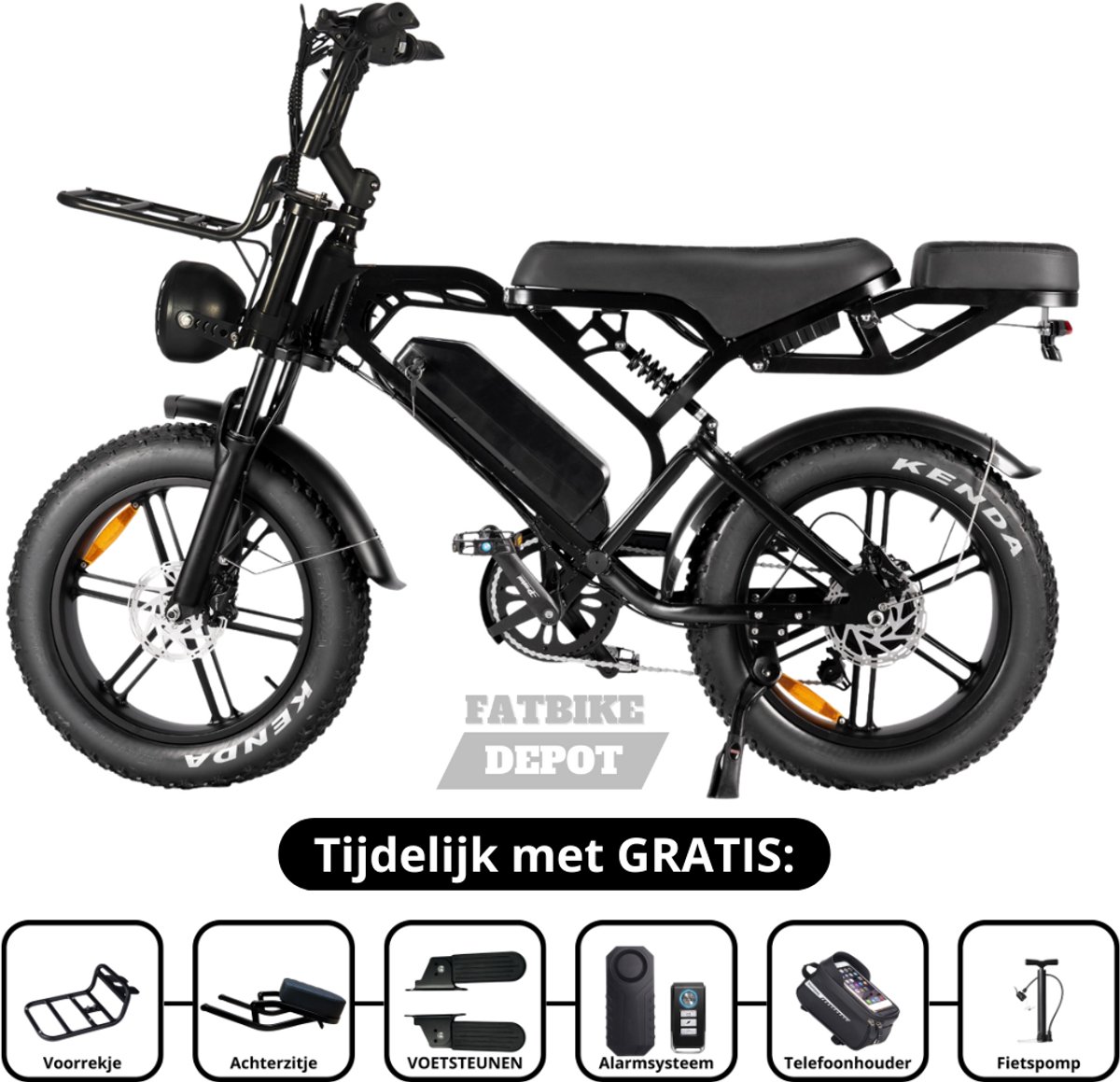 Fatbike Depot - QM WHEEL V20 PRO - Fatbike - Hydraulische remmen - 250 Watt - Zwart (8720865226132)