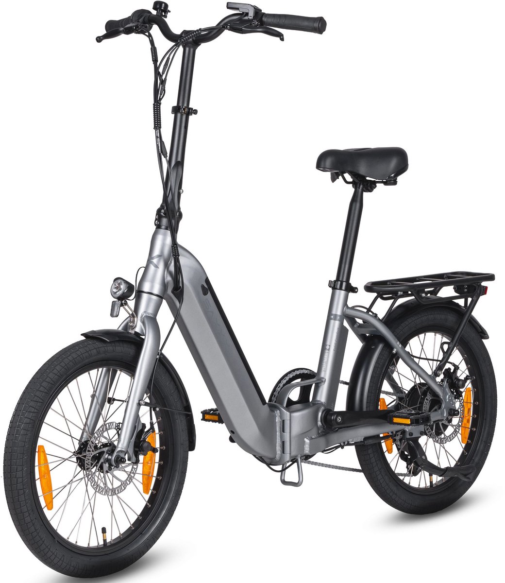 SAXXX Elektrische Fiets Foldi Comfort - Elektrische Vouwfiets - 410Wh uitneembare accu - 80 km Actieradius - Shimano Nexus 7-versnellingssysteem - Achterwielmotor 250W - 20 x 2.3 inch CST-banden - Mechanische schijfrem - Grijs (4255698802825)