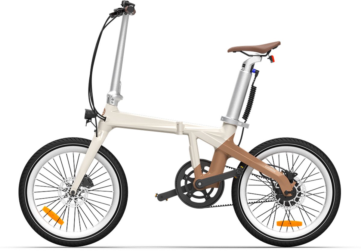 ADO Air Carbon- Elektrische vouwfiets | carbon frame | bafang motor | anti diefstal| GPS | riemaandrijving | stadsfiets | 20 inch | hydraulische remmen | E-PRODUCTEN | app | met gereedschap | mobiele telefoonhouder | latte beige (6974587224057)