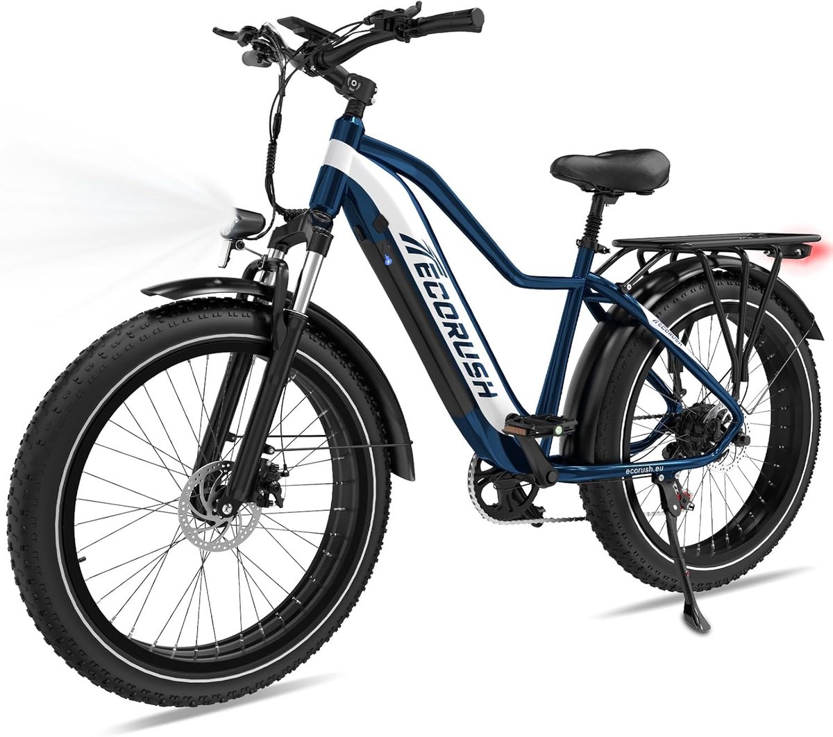 ECORUSH Elektrische Fiets ECO R1 - Trendy 26*4.0 Inch Fat Tire City Commuter EBike met Afneembare 48V 13Ah Lithium Batterij - Mountain E-Bike met 250W Motor - 7 Versnellingen - IP54 Waterdicht (8721161749011)