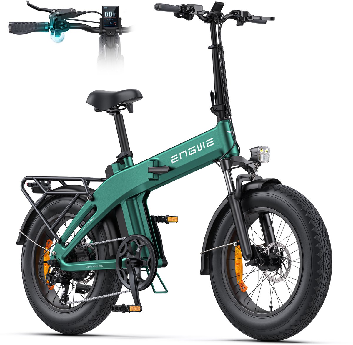 ENGWE EP-2 3.0 BOOST Elektrische fiets - Actieradius 120km - Verwijderbare batterij 48V13.5Ah - 250W Motor - Shimano 7 Versnellingen - 20 Inch opvouwbare City Commuter E-Bike - Hydraulische schijfrem - VTC Fatbike - groente (0765026513797)