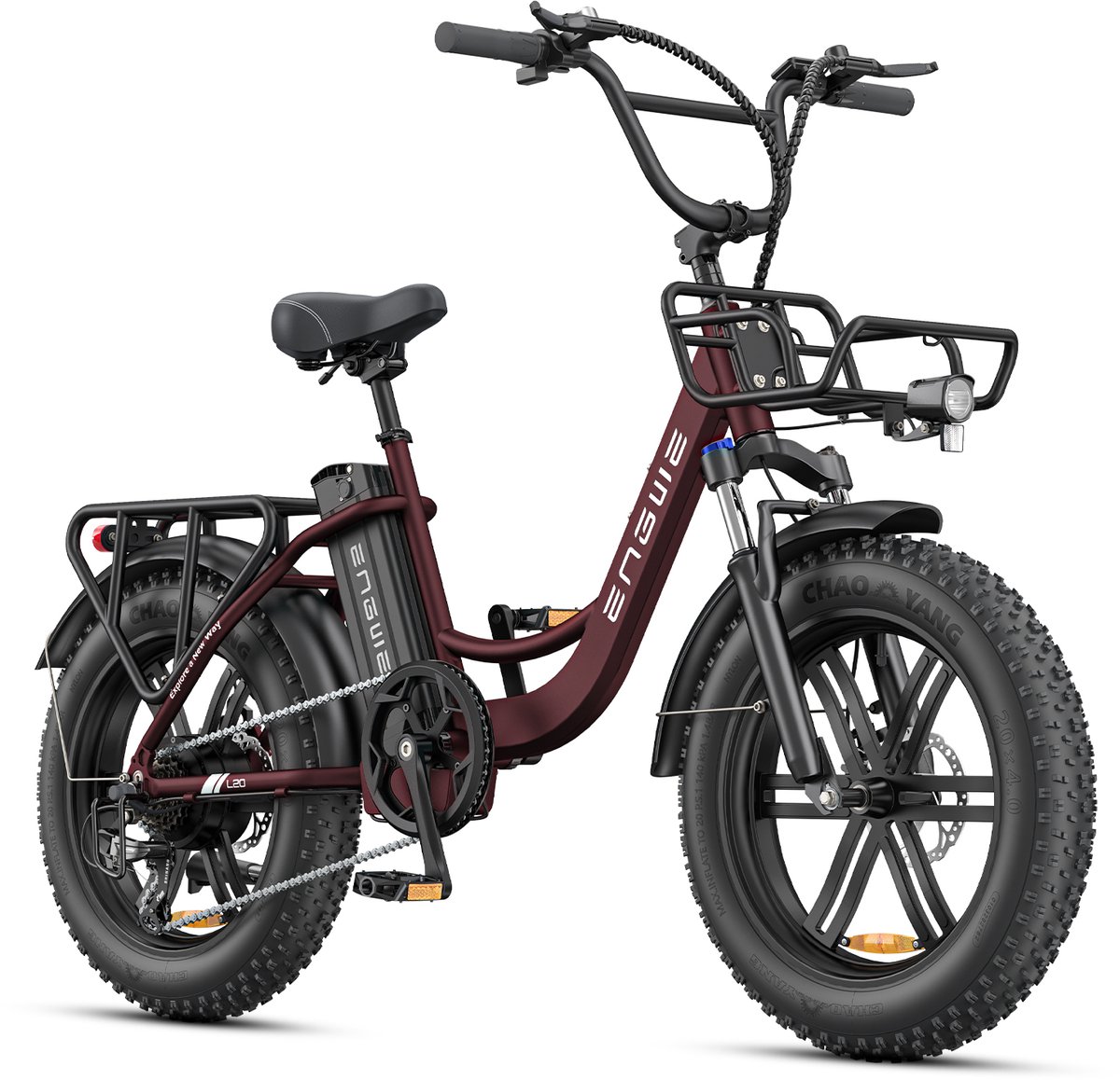 ENGWE L20 Boost Elektrische fiets - Actieradius 120km - Verwijderbare batterij 48V13Ah - Motor 250W - Shimano 7 versnellingen - Met voor schokdemper - Mechanische Schijfremmen - 20 Inch Commuter E-Bike - Fatbike -Rood (0754147291240)
