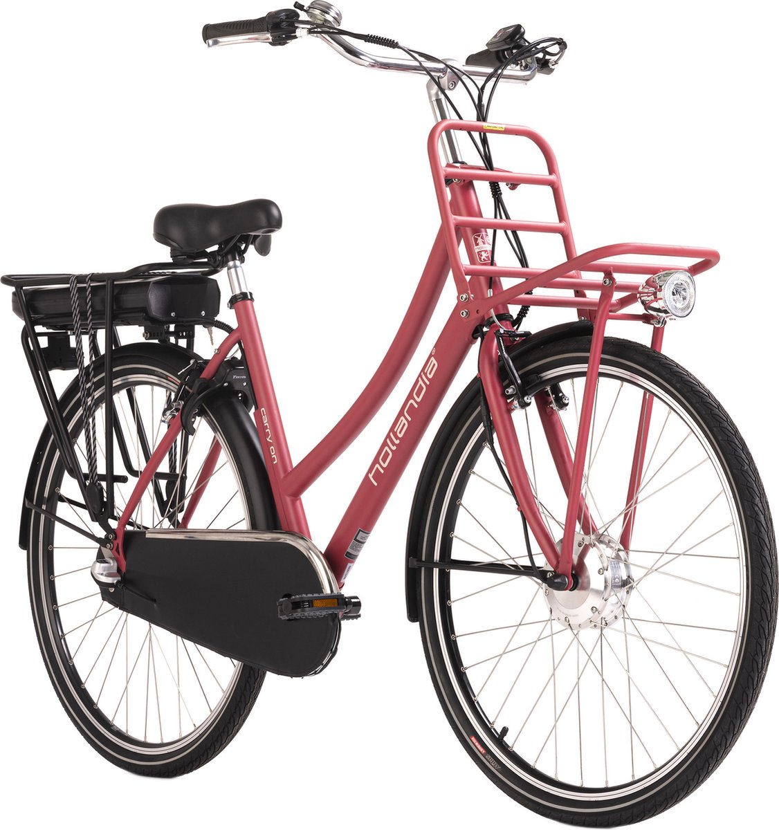 Hollandia Fiets (elektrisch) E-stadsfiets dames Hollandia Carry on 28'' e-bike 3 versnellingen rood - (4250547533073)