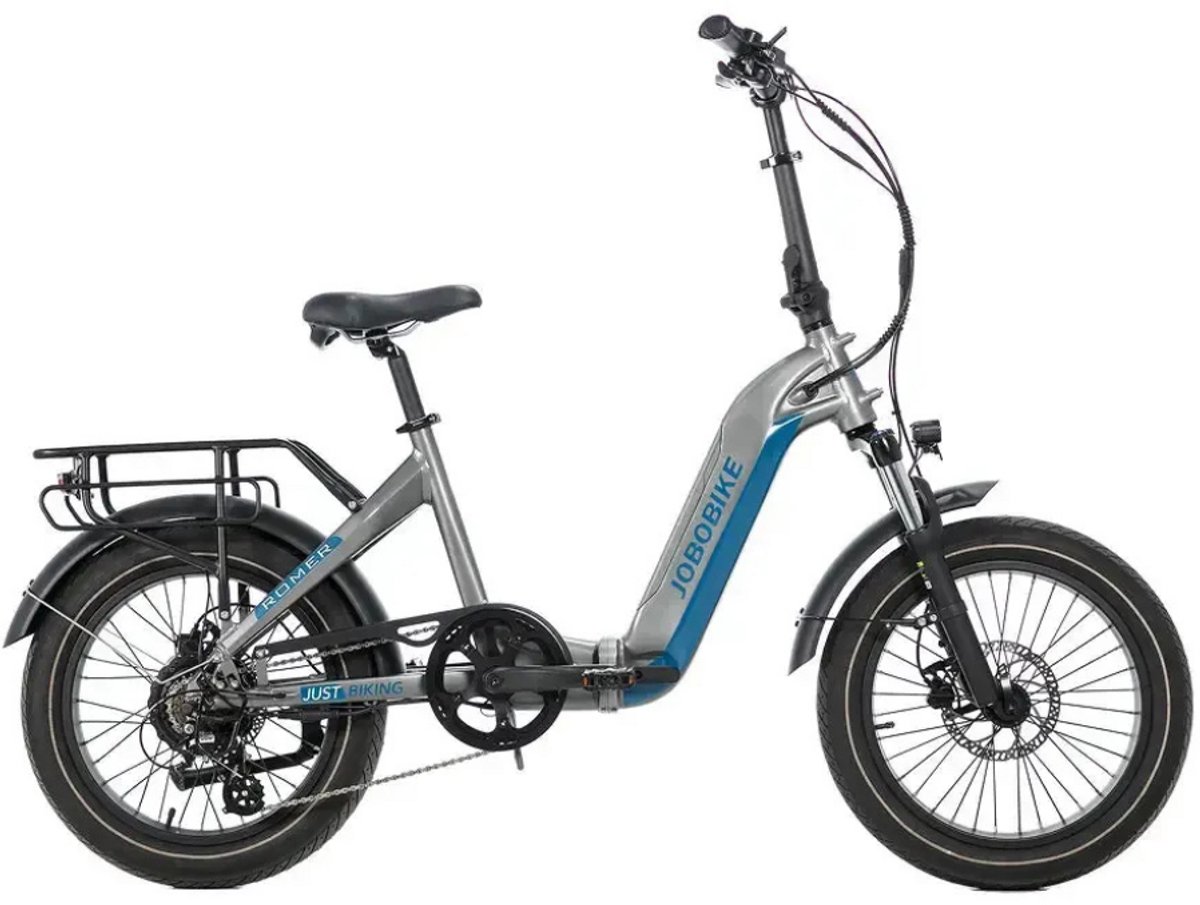 JOBOBIKE Romer Elektrische Vouwfiets - Lage Instap - 20 Inch - 250W Bafang Motor - 7 Versnellingen - 120 km Actieradius - Mechanische Schijfremmen - Grijs (8721206515229)