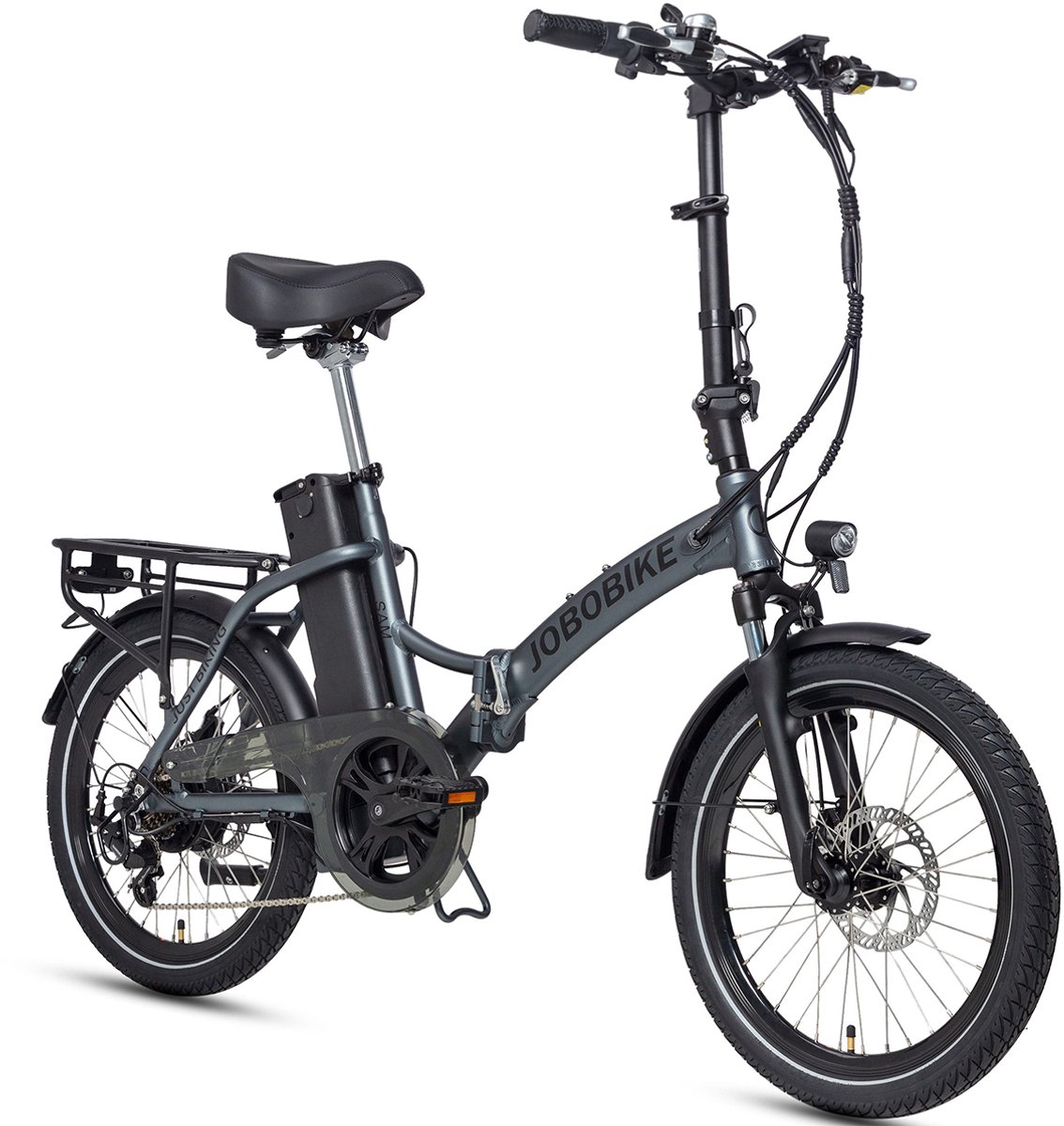 JOBOBIKE Sam Elektrische Fiets - 120 km Bereik - 486Wh accu - 20 inch Wielen - Shimano 7 Versnellingen - 250W Achterwielmotor - Aluminium Opvouwbaar Frame - Mechanische schijfremmen - LCD Display - Zwart (0769887385265)