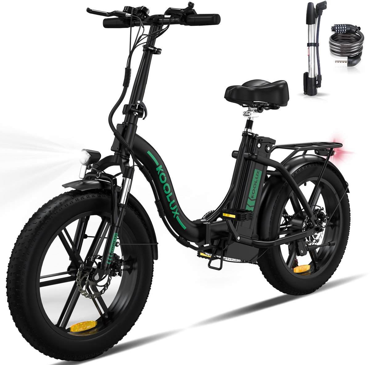 KOOLUX | BK6S 4.0 Elektrische Vouwfiets | E-Bike | 20 x 4.0 Inch Dikke Banden | 48V 13Ah Lithium Accu | 250 W Motor | Maximaal 25/u | Maximaal bereik 90km | 7-speed versnelling | LCD Scherm | Aluminium Frame | Zwart | Gratis Rijklaar Bezorgd (8718883231559)