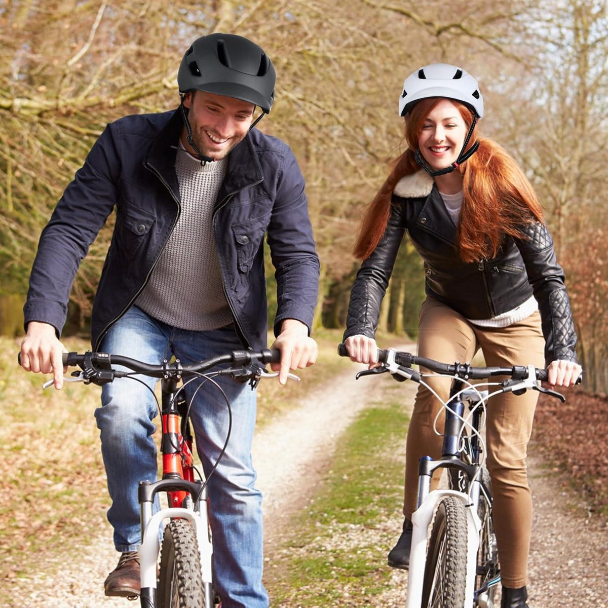 Verstelbare LED-licht fietshelm voor volwassenen - bergen en straten - unisex (8785304470446)