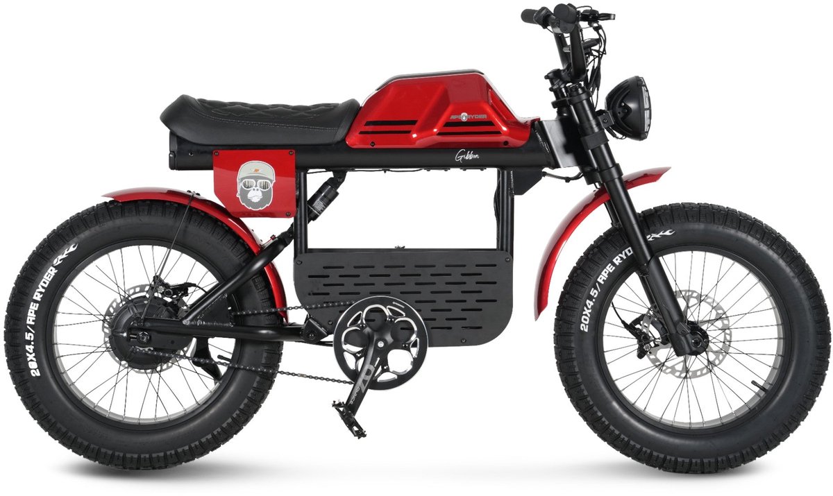 Ape Ryder Gibbon - Fatbike - Rood - 20x4.5 inch - Accu 960Wh (48V, 20Ah) - 250W Achterwielmotor - Hydraulische Remmen (8785307533605)