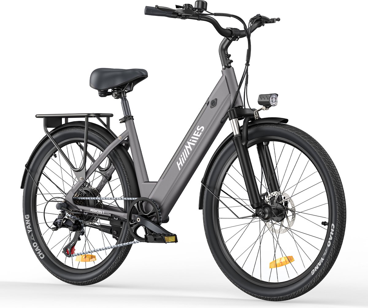 HillMiles Milecity 1 Elektrische Fiets - Motor 250W - Actieradius 80km - 26 Inch - Grijs (0763235844886)