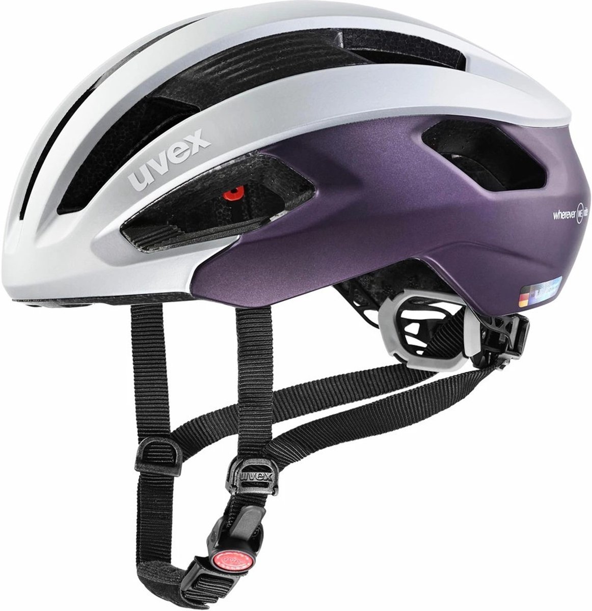 uvex Rise CC WE Fietshelm Silver / Plum mat - Unisex - maat 56-60 (4043197347585)