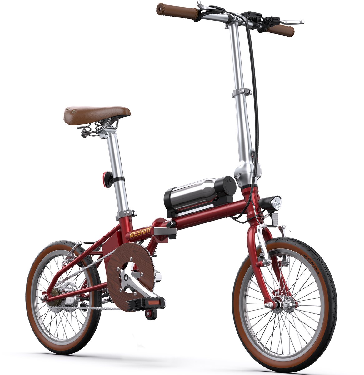 Elektrische Fiets ONESPORT OT02 - Compacte Elektrische Vouwfiets - 36V 5.2Ah Accu - 40 km Actieradius - 16×1.35 inch Banden - Snelle Oplaadtijd 2,5 uur - Ideaal voor Stad en Woon-werkverkeer - Rood (0717931613246)