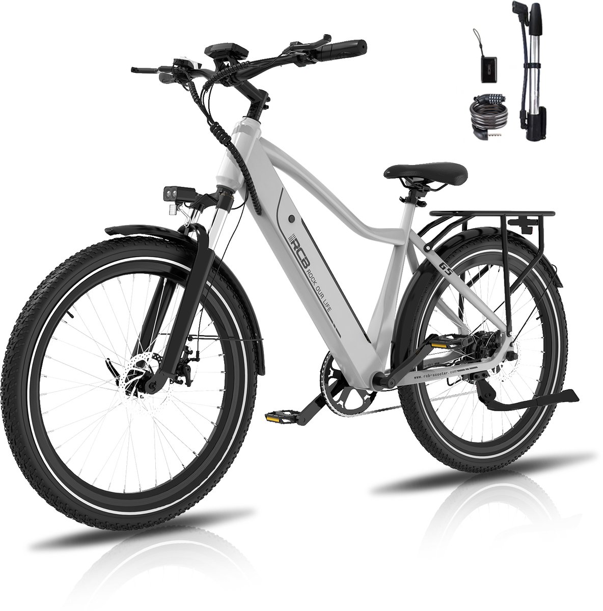 RCB G5 Elektrische Fiets - 27.5 Inch - Lichtgewicht Aluminium Frame - 250W Motor - 36V 13Ah Verwijderbare Batterij - 7 Versnellingen - Met App, NFC & LCD Display - Comfortabel & Roestvrij - Voor Dames en Heren - Actieradius 80km-zilver (8721161929314)