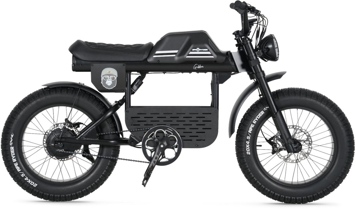 Ape Ryder Gibbon - Fatbike - Mat Zwart - 20x4.5 inch - Accu 960Wh (48V, 20Ah) - 250W Achterwielmotor - Hydraulische Remmen (8785307533582)