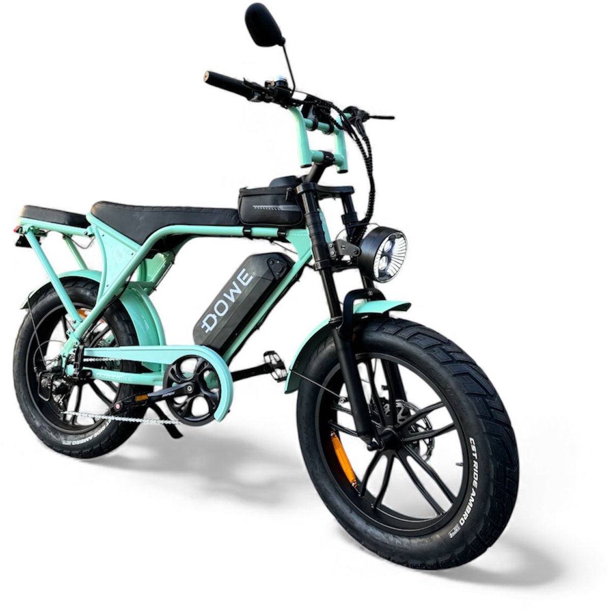Dowe V9 Elektrische Fatbike Mint Groen | 250W | 25 Km/h | NFC | 17,5Ah Accu | Zonder gashendel | 100% legaal | Mint groene fatbike 2026 | Rijklaar | Range 60-100km (8721082962285)