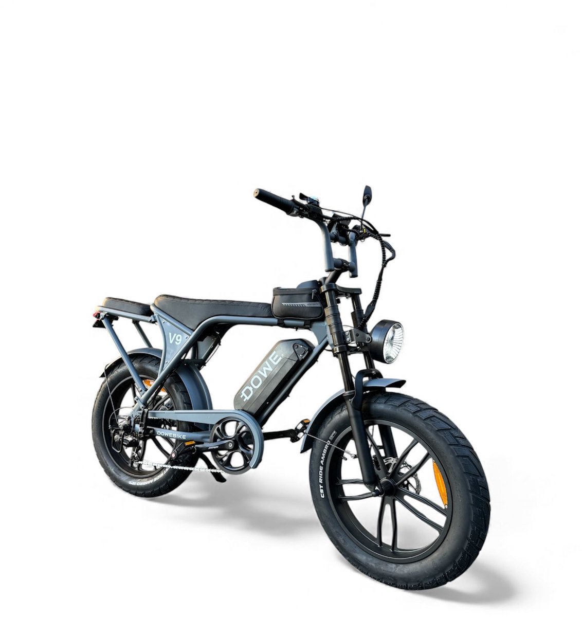 Dowe V9 Elektrische Fatbike Nardo Grijs | 250W | 25 Km/h | NFC | 17,5Ah Accu | Zonder gashendel | 100% legaal | Nardo grijze fatbike 2026 | Rijklaar | Range 60-100 km (8721082962315)
