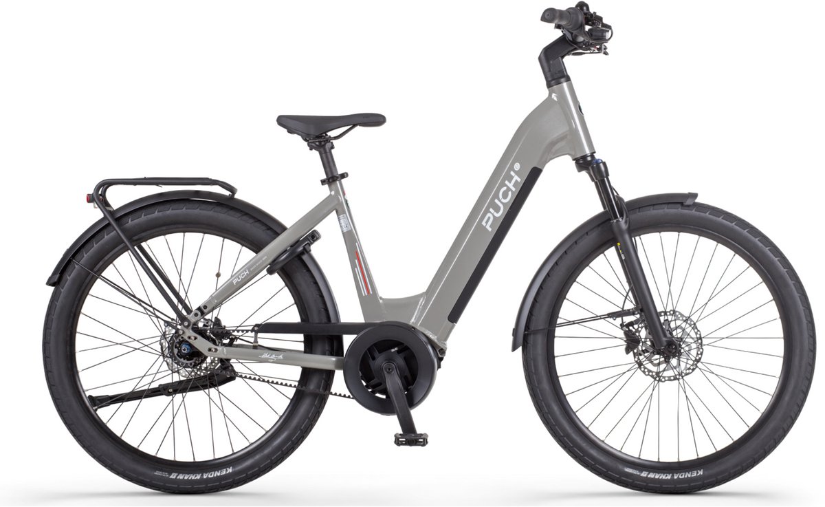 Puch E-Felice N7 - Elektrische Fiets - Aluminium Grijs - Belt Drive - 48cm - Lage Instap - 720Wh Accu Capaciteit - 250W Ananda Middenmotor - Hydraulische Remmen (8785307532677)