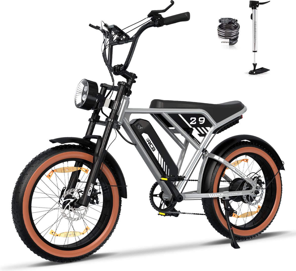 RCB Elektrische Fatbike RK29 | Off-road E-bike met 20*4.0" dikke banden | 48V 13AH verwijderbare lithiumbatterij - Max 70 km bereik | Max 25km/u | 7 versnellingen (8711551963806)