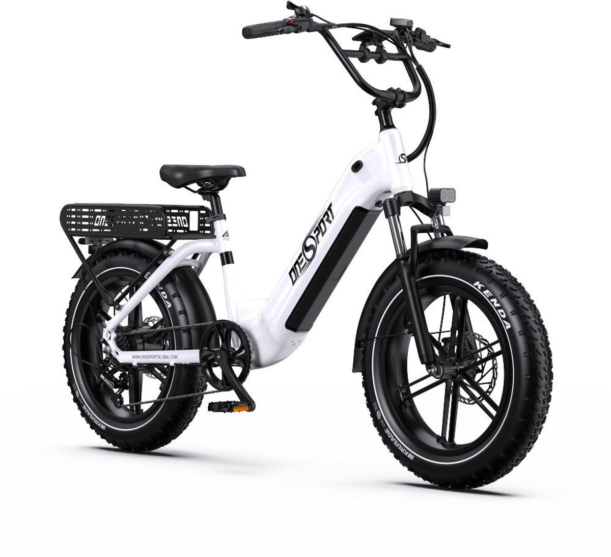 Elektrische Fiets ONESPORT OT08 - Krachtige 864Wh Verwijderbare Accu - 100 km Actieradius - 20x4.0 Inch All-Terrain Banden - Shimano 7 Versnellingen - Hydraulische Schijfremmen - Aluminium Frame - Wit (0762779283762)
