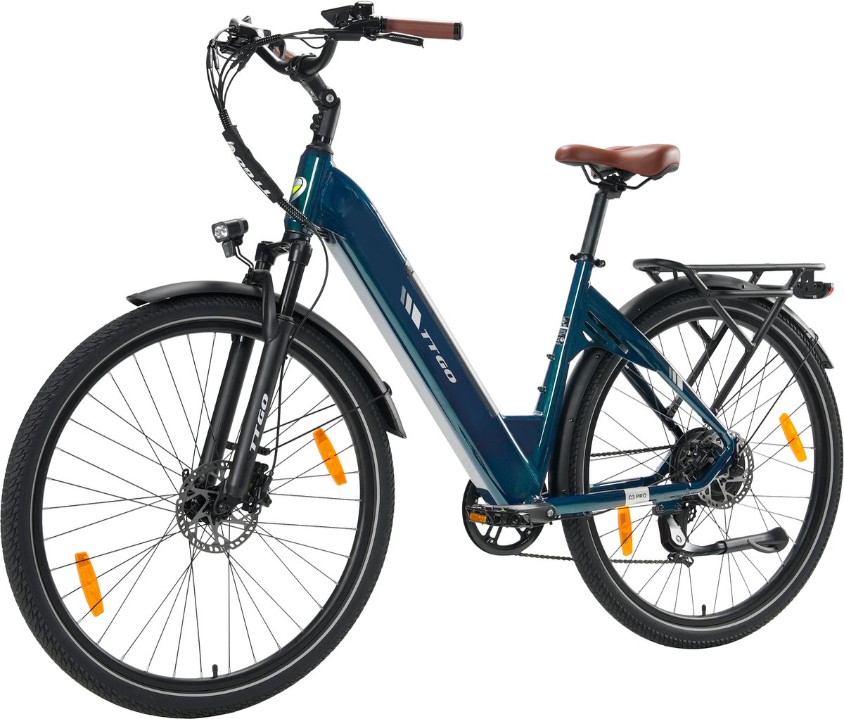 TTGO C3 PRO Elektrische Fiets - 250W Motor - 36V20Ah Accu - Max Snelheid 25km/u - Max Bereik 80-120km - 28 Inch Banden - Shimano 7 Versnellingen - Groen (9331868524577)