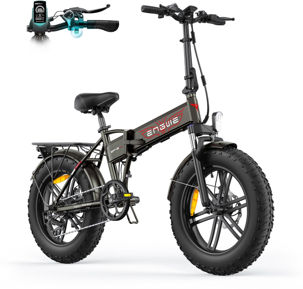 ENGWE EP-2 BOOST Elektrische fiets - Actieradius 100km - Verwijderbare batterij 48V13Ah - 250W Motor - Shimano 7 Versnellingen - 20 Inch opvouwbare City Commuter E-Bike - Mechanische Schijfremmen - VTC Fatbike - Bruin (0754147294128)