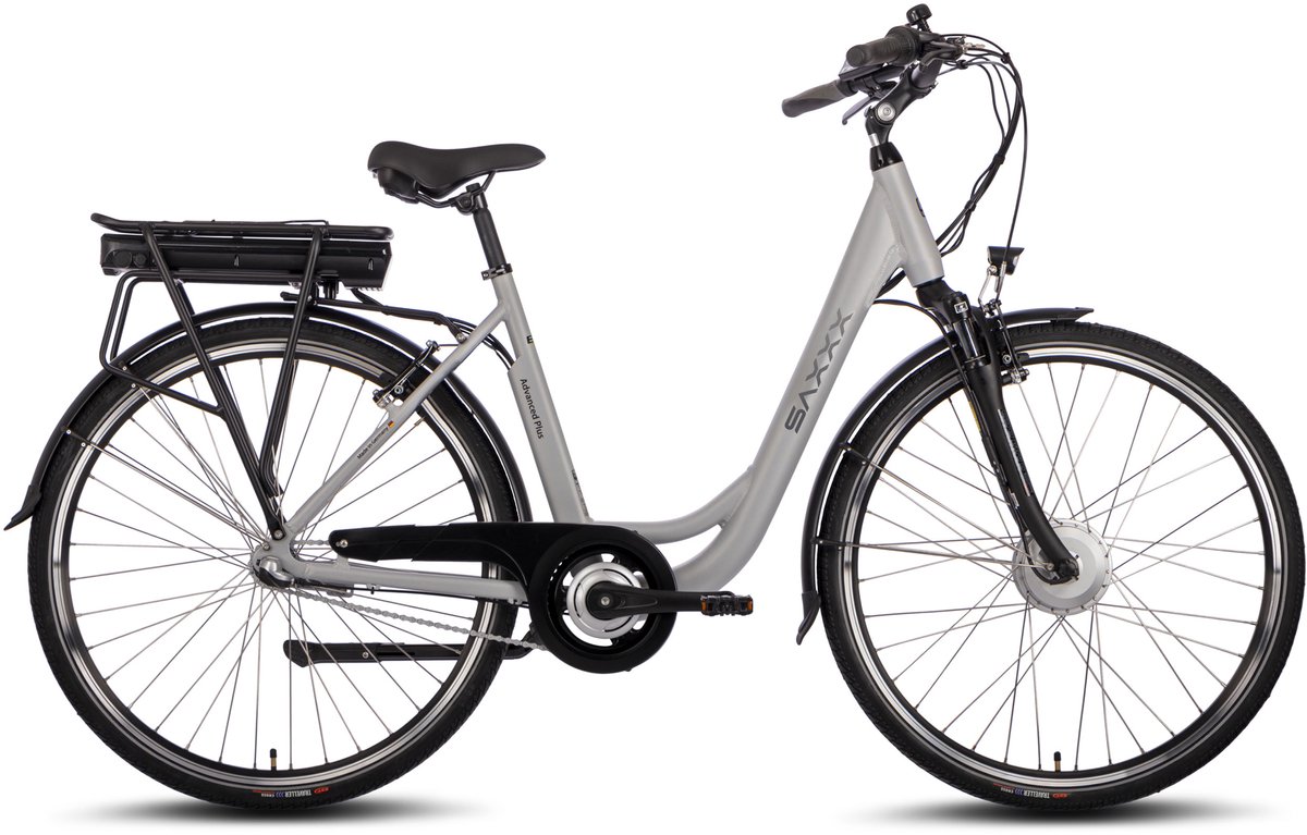 Elektrische Fiets SAXXX - 250W Motor - 375Wh Uitneembare Accu - Max.90 km Actieradius - Lage Instap - 3 Versnellingen - Bagagedrager 25kg - 95% Montage Klaar - Zadelpenhoogte 50 cm (0762779284080)