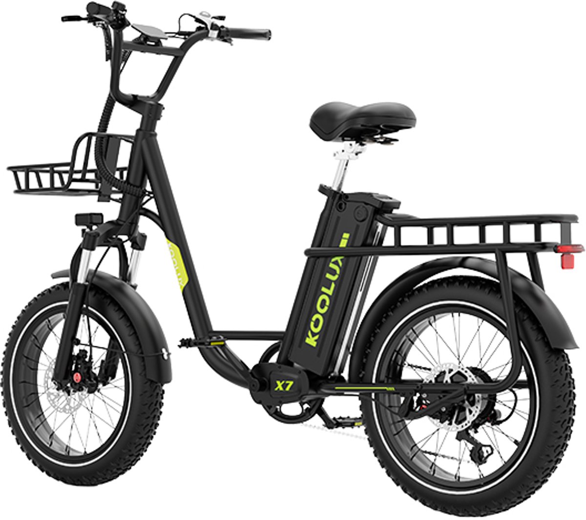 KOOLUX | X7 Elektrische Fiets | Fatbike | 20 x 4.0 Inch Dikke Banden | 48V 25Ah Lithium Accu | 250W Motor | Maximaal 25/u | Maximaal bereik 100km | Hydraulische remmen | 7-speed versnelling | LCD Scherm | Zwart | Rijklaar (8718883232006)