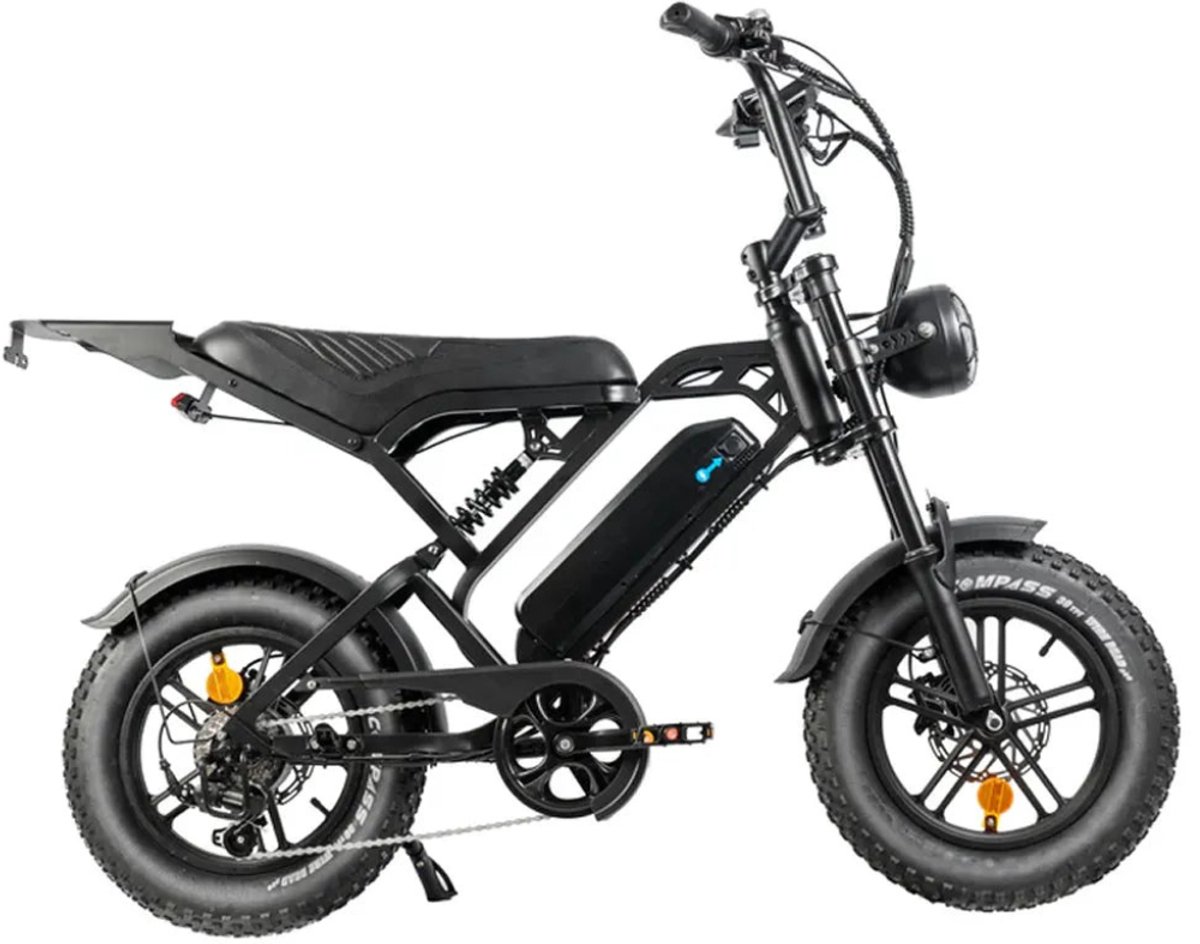 QMWHEEL V20 Pro Mini Elektrische Fatbike - 16 Inch - 250W Motor - 7 Versnellingen - 40 km Actieradius - Hydraulische Schijfremmen - Zwart (6152307935999)