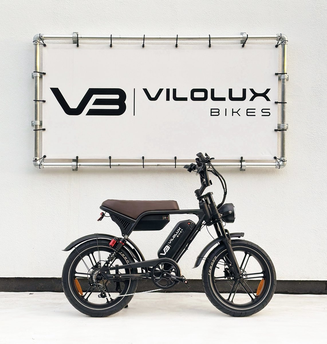 Vilolux® Fatbike electrisch Ultra - Dubbele accu - Bruin zadel - Legaal - Rijklaar - Niet opvoerbare fatbikes - Groot LCD display - NFC vergrendeling - 2 Jaar garantie - Hydraulische remmen - Alarm - City Banden (8721246491217)