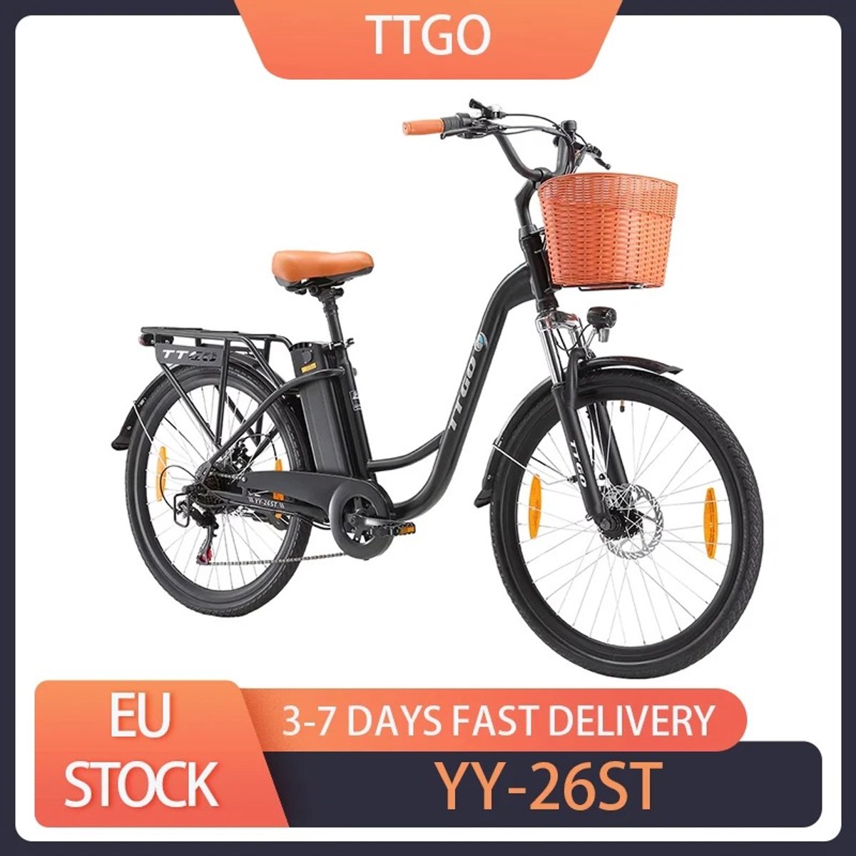 Bolliving - Elektrische fiets - 250W motor - 26 Inch banden - 25 km/u max snelheid - 100 km max bereik - schijfrem - 36V - 14.5 ah batterij (8721321380108)