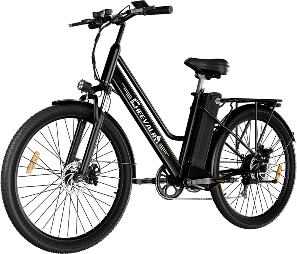 CHEEVALRY C26 Elektrische stadsfietsen - Motor 250W - Actieradius 80km - 26 Inch - Zwart (8581700213805)