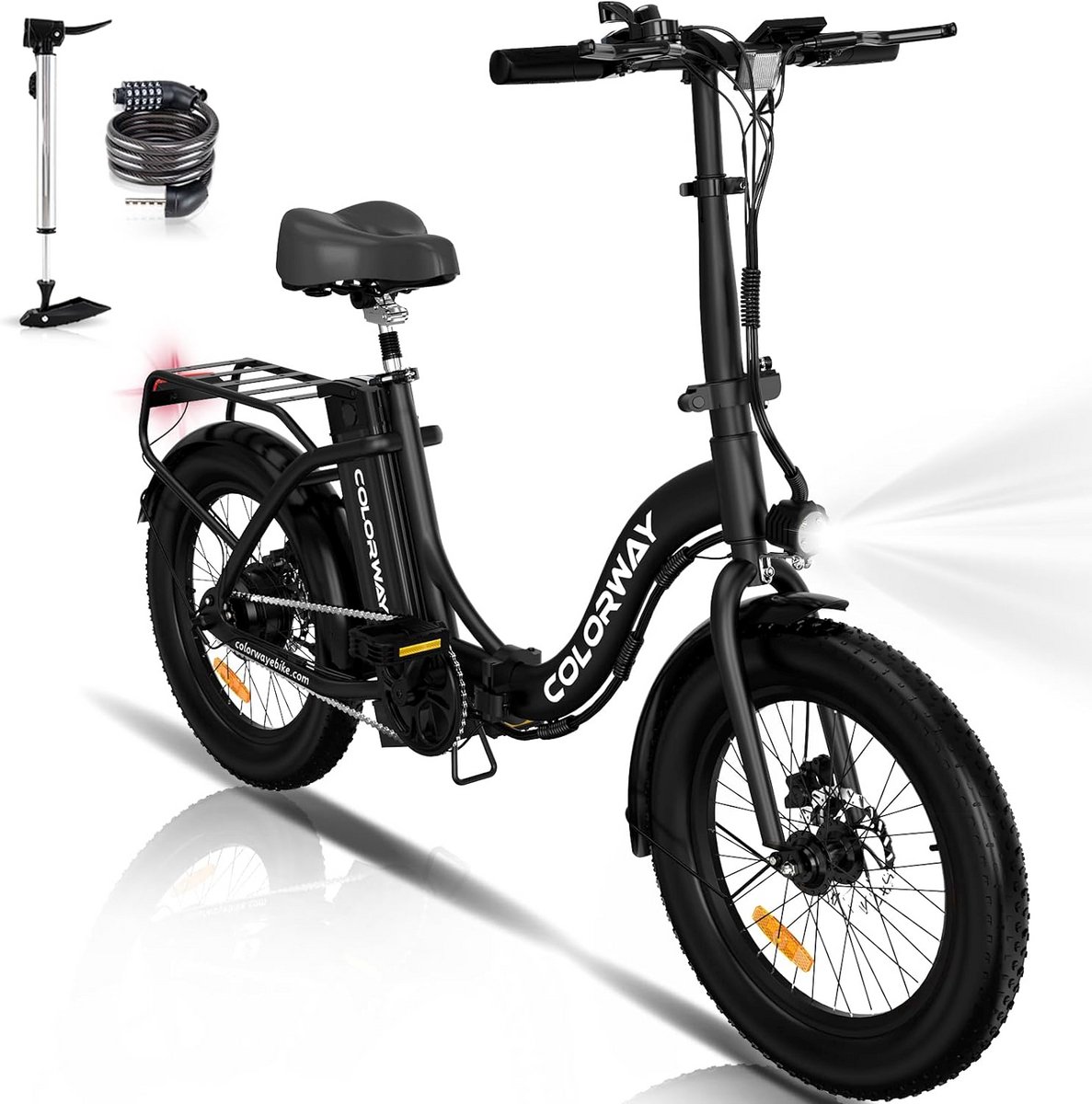 Colorway Elektrische Fiets BK6G - Trendy 20*3.0 Inch Fat Tire City Commuter EBike met Afneembare 36V 12Ah Lithium Batterij - Opvouwbaar Mountain E-Bike met 250W Motor - IP54 Waterdicht (8721161749097)