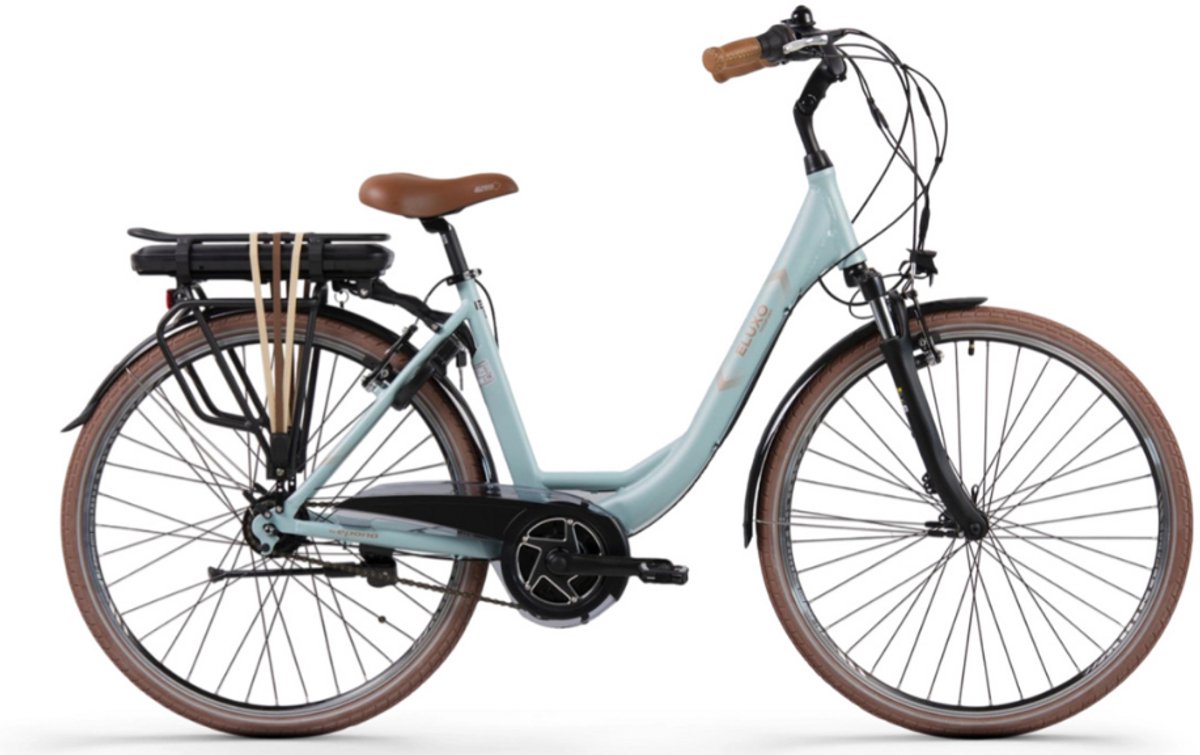 ELUXO E-Voltage City N8 Elektrische Fiets - E-bike - Rijklaar Geleverd - Lage Instap - Framemaat 49 - Uitneembare Accu - 28 Inch - 250W Bewo Middenmotor - 120 km Actieradius - Sea Blue Matt (6152305949981)