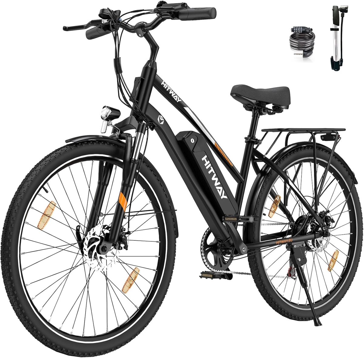 Elektrische Fiets HITWAY BK27 - 28 Inch City Commuter EBike met Afneembare 36V 12Ah Lithium Batterij - Mountain E-Bike met 250W Motor - 7 Versnellingen - IP54 Waterdicht (8721082807098)