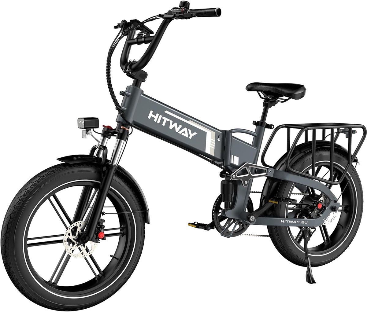 Elektrische Fiets Hitway BK10SP1 - 20*4.0 Inch Fat Tire City Commuter EBike met Afneembare 48V 15Ah Lithium Batterij - Opvouwbaar Mountain E-Bike met 250W Motor (8721161749646)