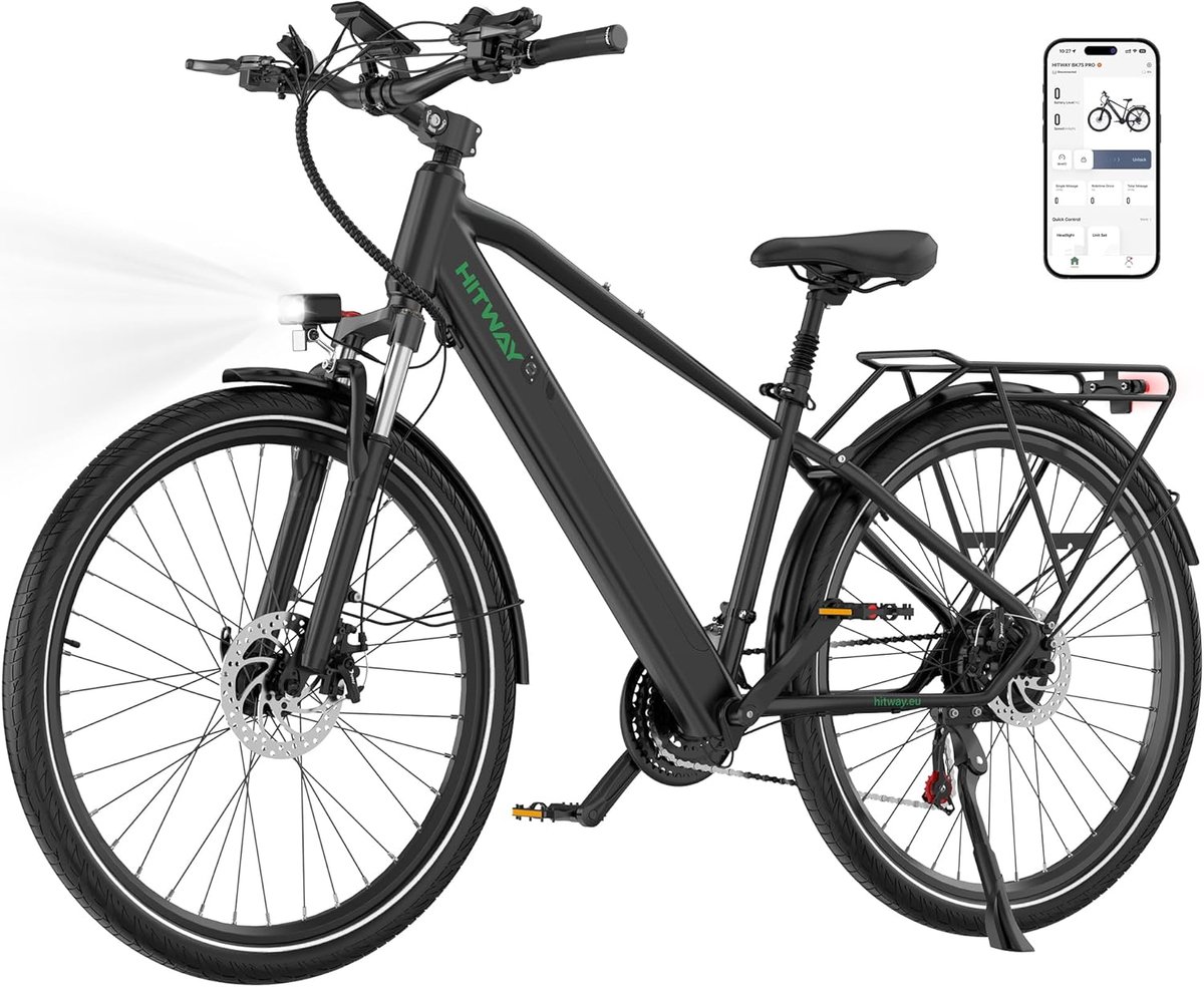 Elektrische Fiets Hitway BK7S Pro - 27.5 Inch City Commuter EBike met Afneembare 36V 12.8Ah Lithium Batterij - Mountain E-Bike met 250W Motor - 21 Versnellingen - IP54 Waterdicht (8721082807371)